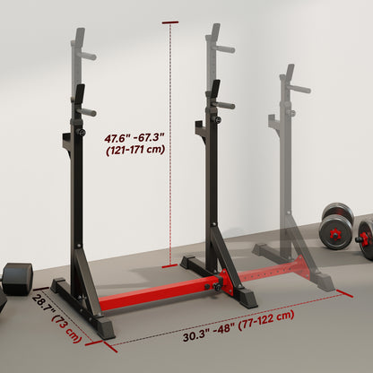 Soozier Squat Rack, Power Rack with Adjustable Height & Width, Strength Training Equipment with Barbell Storage Racks & 