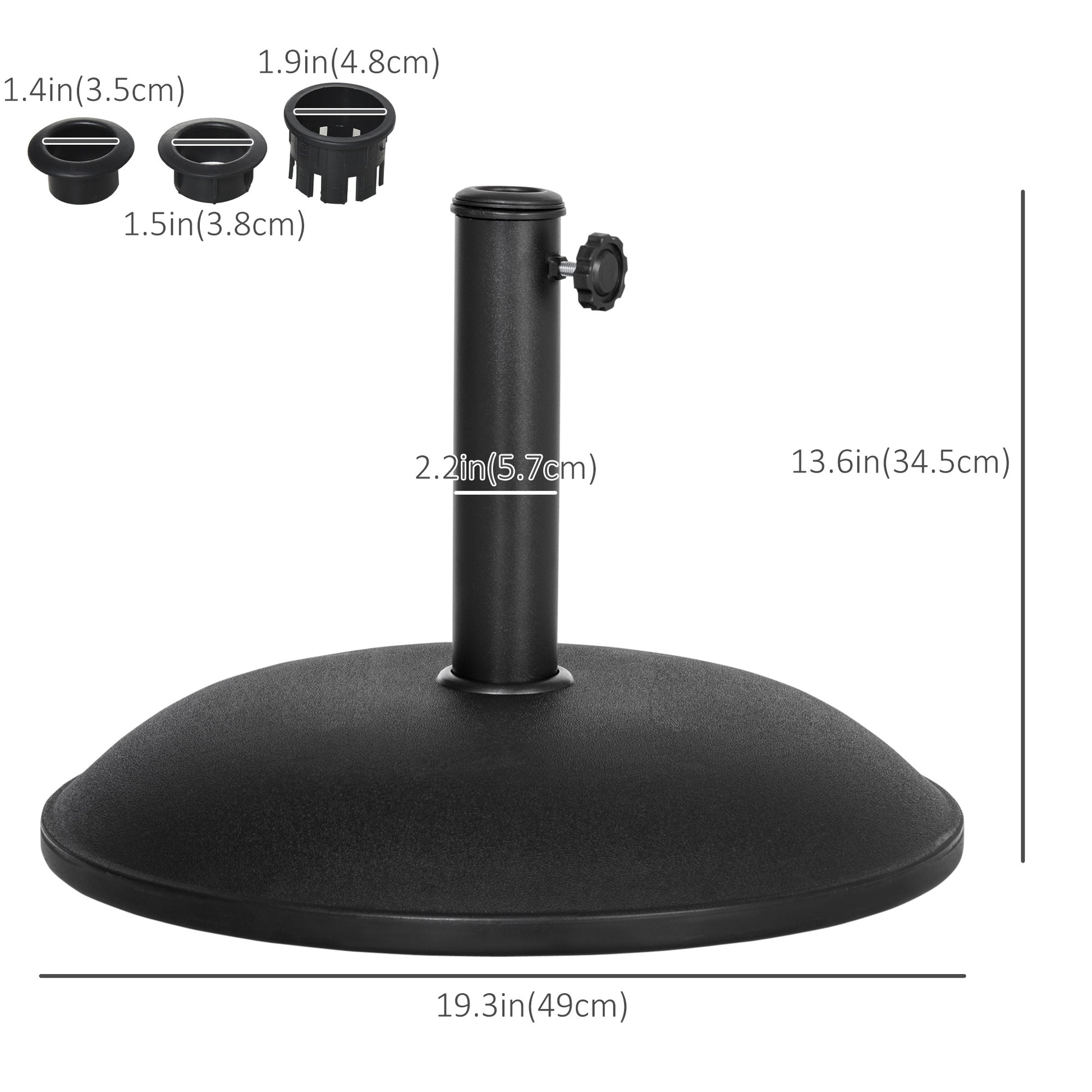 44 lb Cement Patio Umbrella Base, 19 in - Black - Image 2