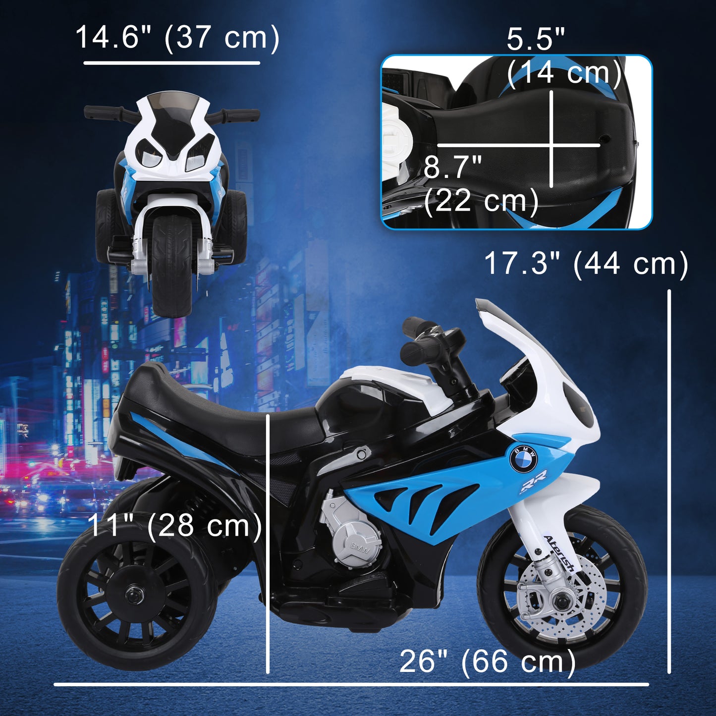 VarietyKart BMW Licensed 6V Kids Motorcycle with Headlight, Music, Gift for Boys & Girls -Blue