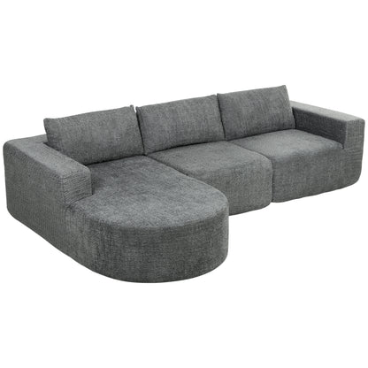 L Shaped Cloud Boneless Couch, Modular Sectional Sofa with Chaise and Deep Seat for Living Room, Bedroom, Dark Grey