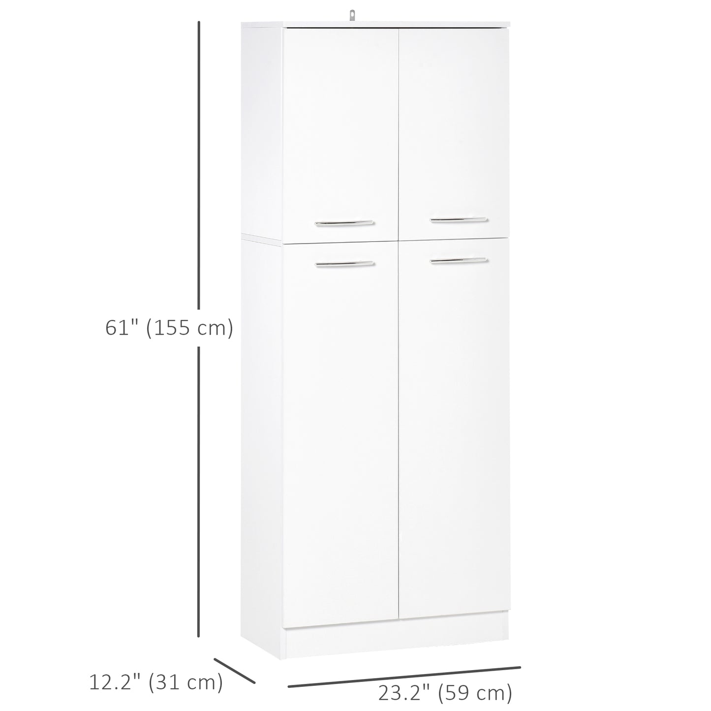 61" Pantry Cabinet, Kitchen Pantry Storage Cabinet with 2 Doors and Adjustable Shelves, Freestanding Storage Cabinet