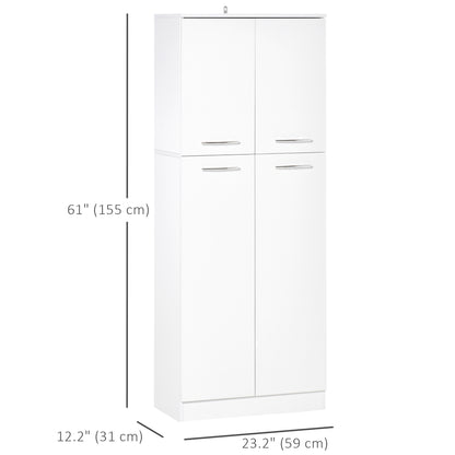61" Pantry Cabinet, Kitchen Pantry Storage Cabinet with 2 Doors and Adjustable Shelves, Freestanding Storage Cabinet