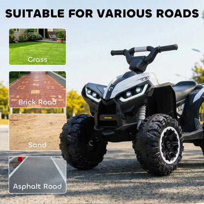 VarietyKart Kids 4 Wheeler Quad with Music, Headlights, High & Low Speed, Kids ATV for 3-5 Years Old Boys & Girl, White