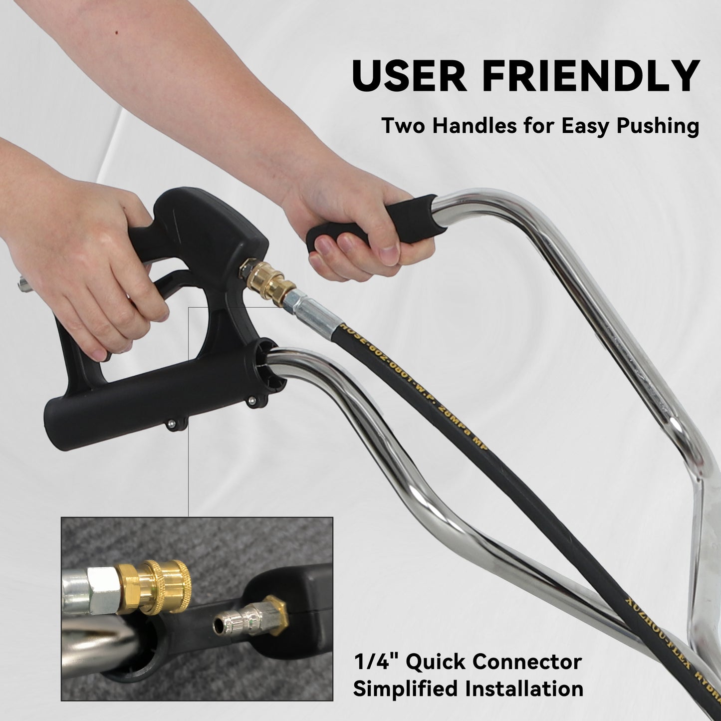 18" Pressure Washer Surface Cleaner with 4 Wheels, Stainless Steel Power Washer Surface Cleaner with 1/4" Quick Connecto