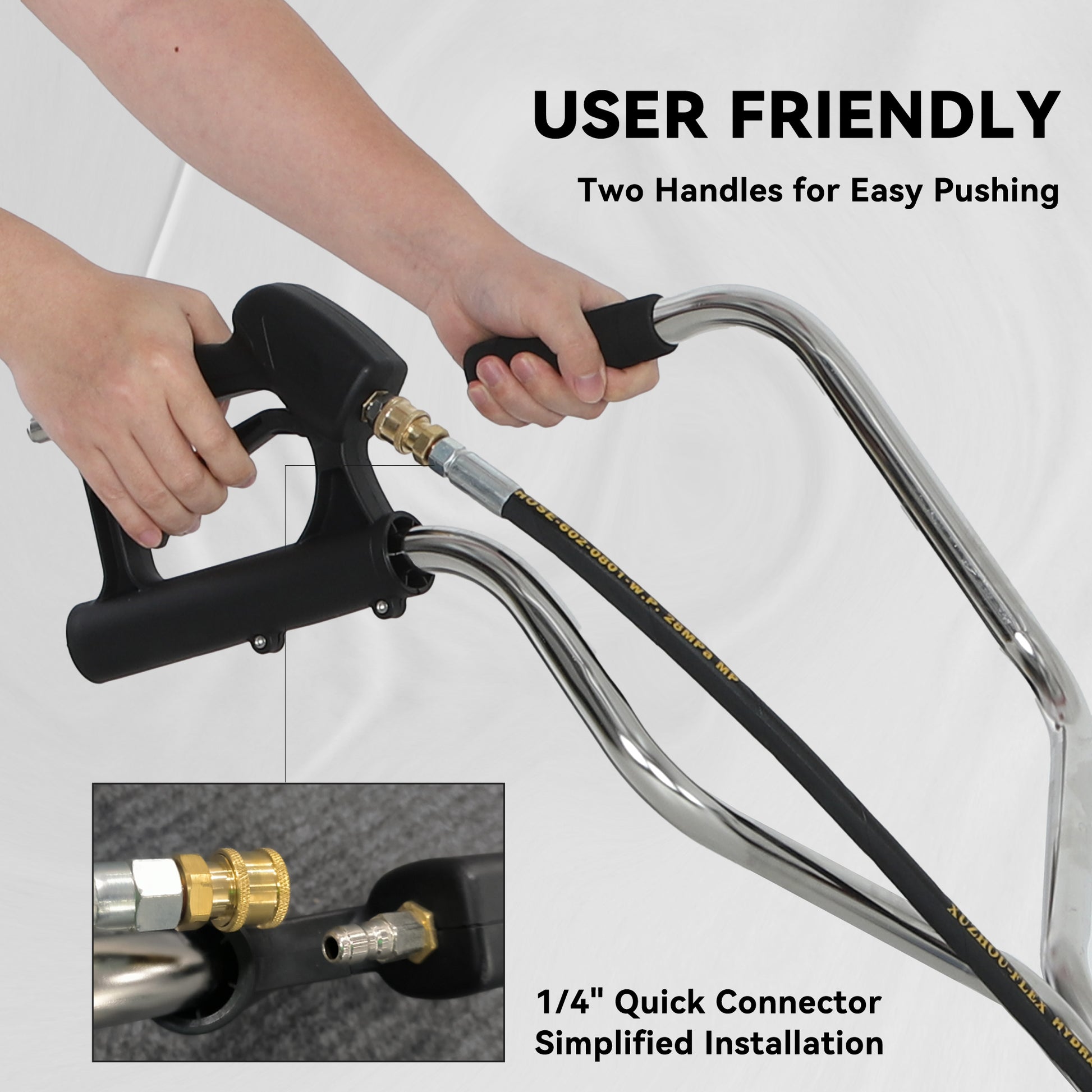 18" Pressure Washer Surface Cleaner with 4 Wheels, Stainless Steel Power Washer Surface Cleaner with 1/4" Quick Connecto