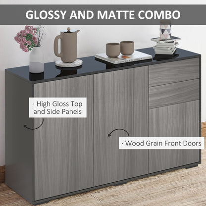 Kitchen Sideboard Storage Cabinet, Modern Coffee Bar with Push-Open Design and 2 Drawers for Living Room, Black