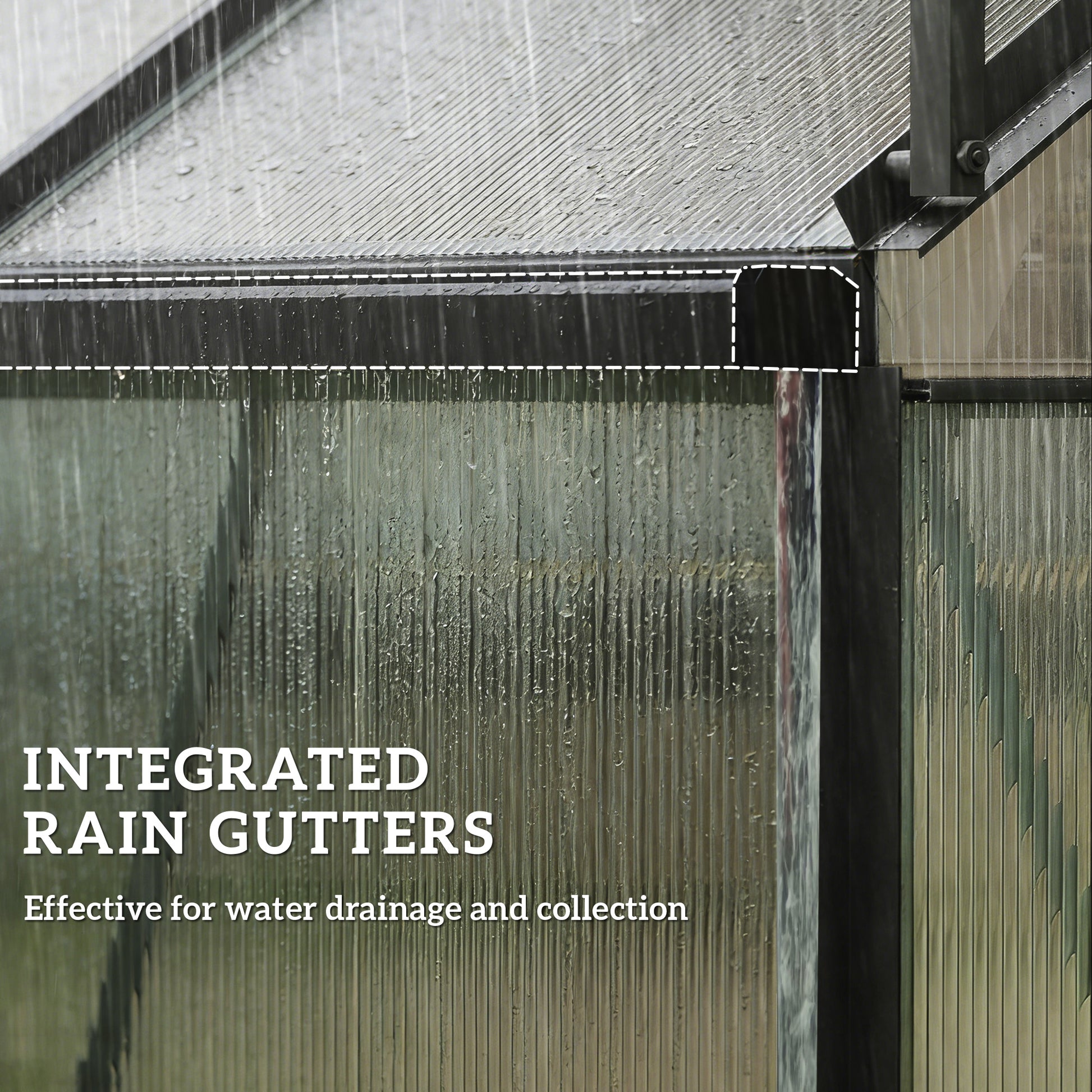 Aluminum Lean-to Greenhouse Polycarbonate Walk-in Greenhouse with Rain Gutter and Sliding Door, 6' x 4', Dark Grey