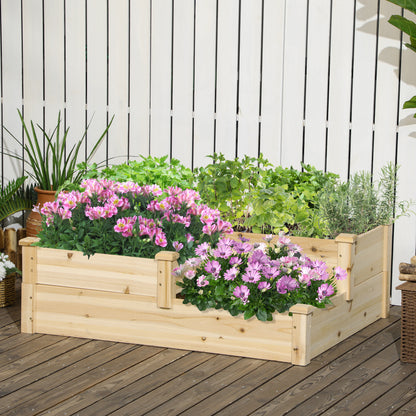 3 Tier Raised Garden Bed, 42.5" x 34.6" x 14.2" Wooden Raised Planter Box Kit for Growing Vegetables, Herbs, Flowers, Na