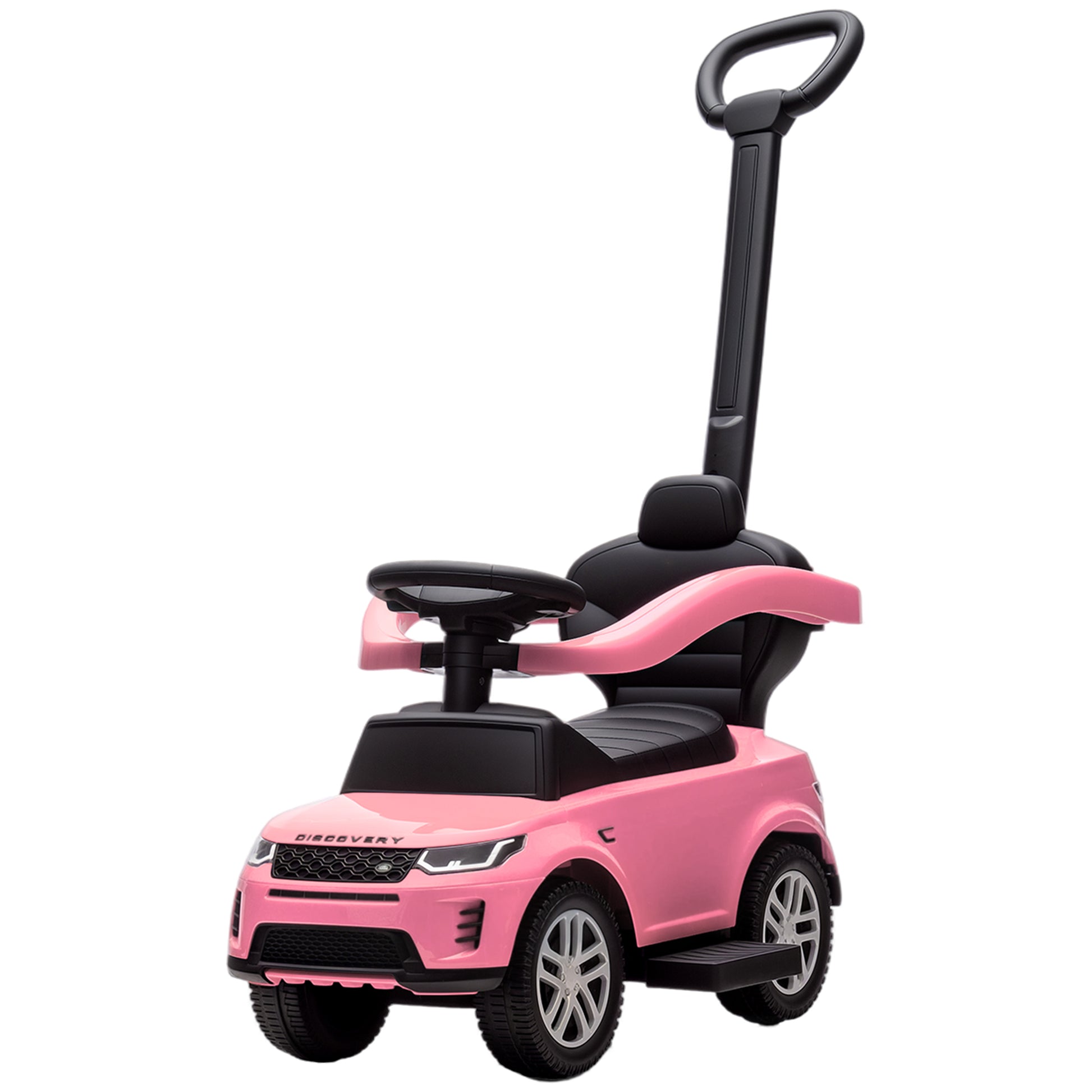 Qaba Land Rover Discovery Licensed 2-in-1 Ride On Push Car with Removable Parent Handle, Under-Seat Storage, Pink
