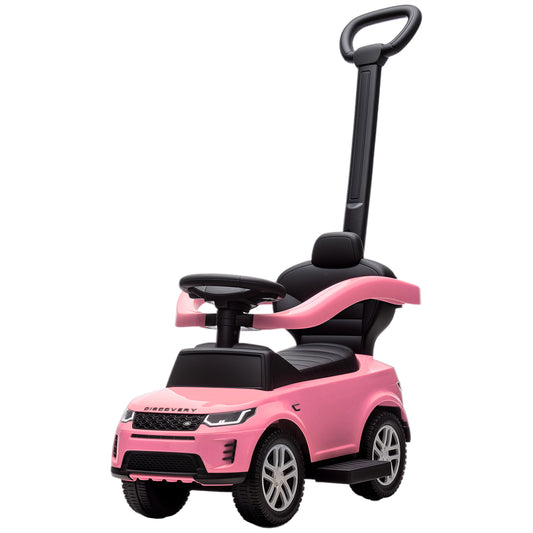 Qaba Land Rover Discovery Licensed 2-in-1 Ride On Push Car with Removable Parent Handle, Under-Seat Storage, Pink