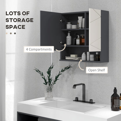 Medicine Cabinet, Wall Mounted Bathroom Mirror Cabinet with Mirrored Door, Adjustable Shelf and Soft Close Mechanism, Li