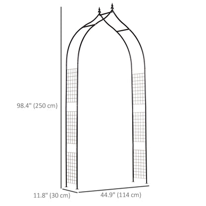 8FT Metal Garden Arch, Decorative Arbor Trellis for Climbing Plants, Wedding, Party, Event, Holiday, Black