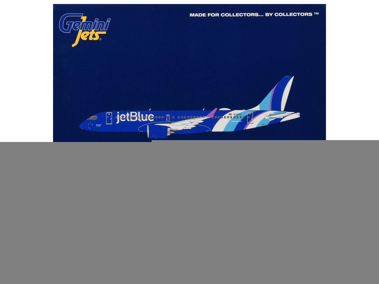 Airbus A220-300 Commercial Aircraft "JetBlue Airways" (N3241J) Blue with Striped Tail 1/400 Diecast Model by GeminiJets