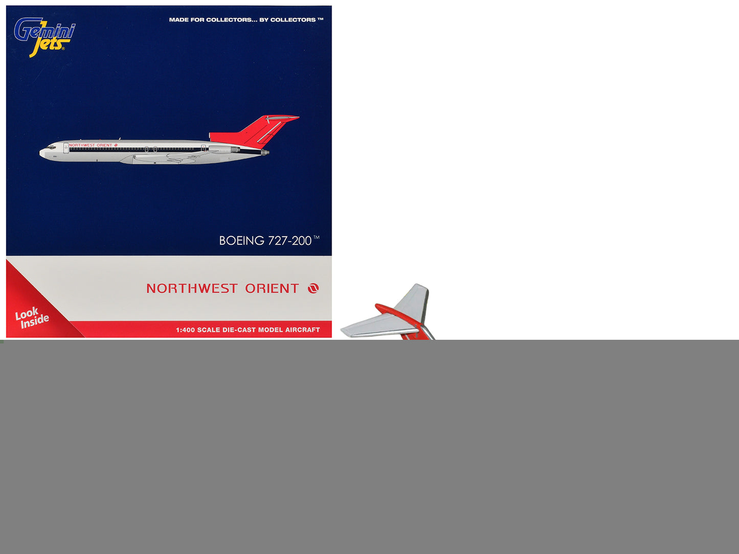 Boeing 727-200 Commercial Aircraft "Northwest Orient" (N298US) Silver with White Stripes and Red Tail 1/400 Diecast Model by GeminiJets