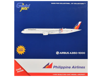 Airbus A350-1000 Commercial Aircraft with Flaps Down "Philippine Airlines - 85 Years" (RP-C3510) White with Tail Graphics 1/400 Diecast Model Airplane by GeminiJets