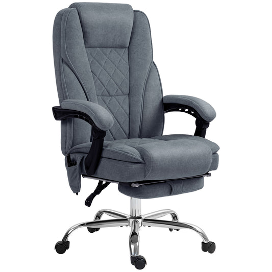 Massage Office Chair, Reclining Computer Chair with Adjustable Height and Footrest, Dark Grey