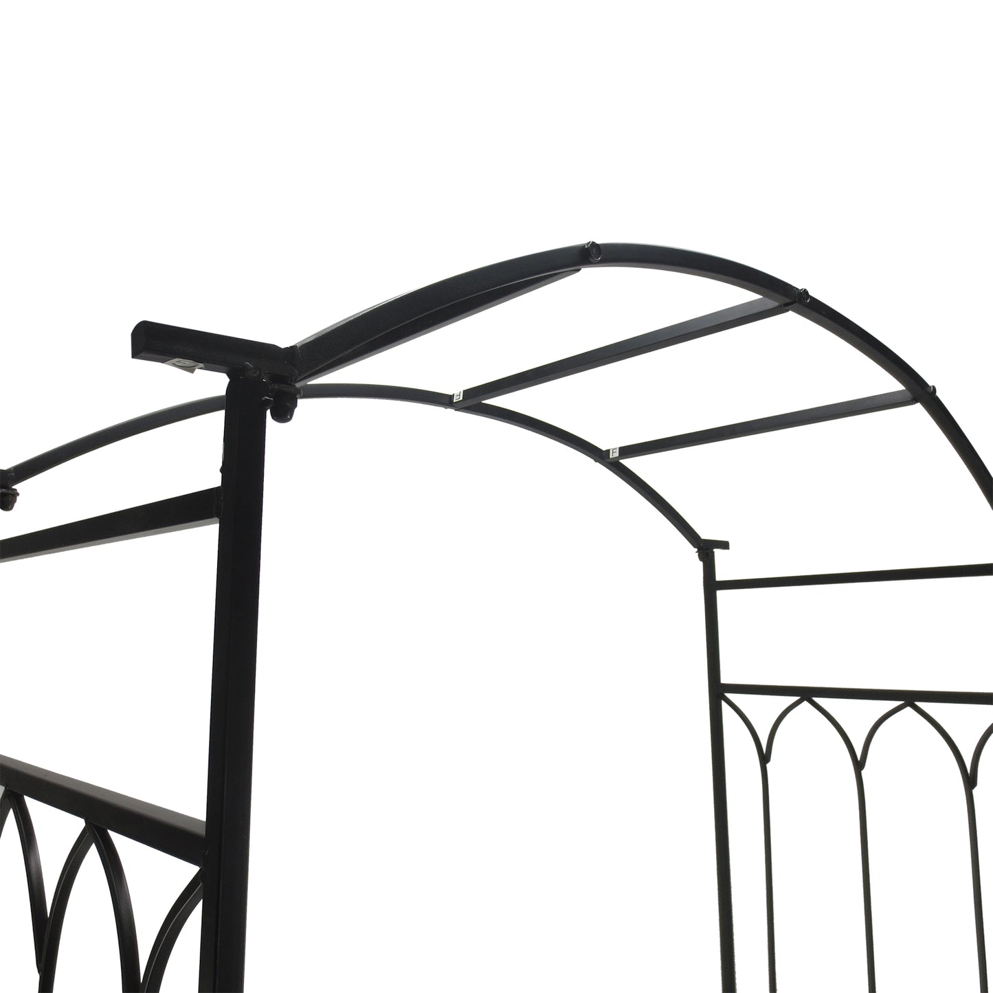 80" Tall Fairy Garden Arbor Arch with Bench Metal Outdoor Plant Climbing Support Trellis with 2 Seater Bench for Rose Vi