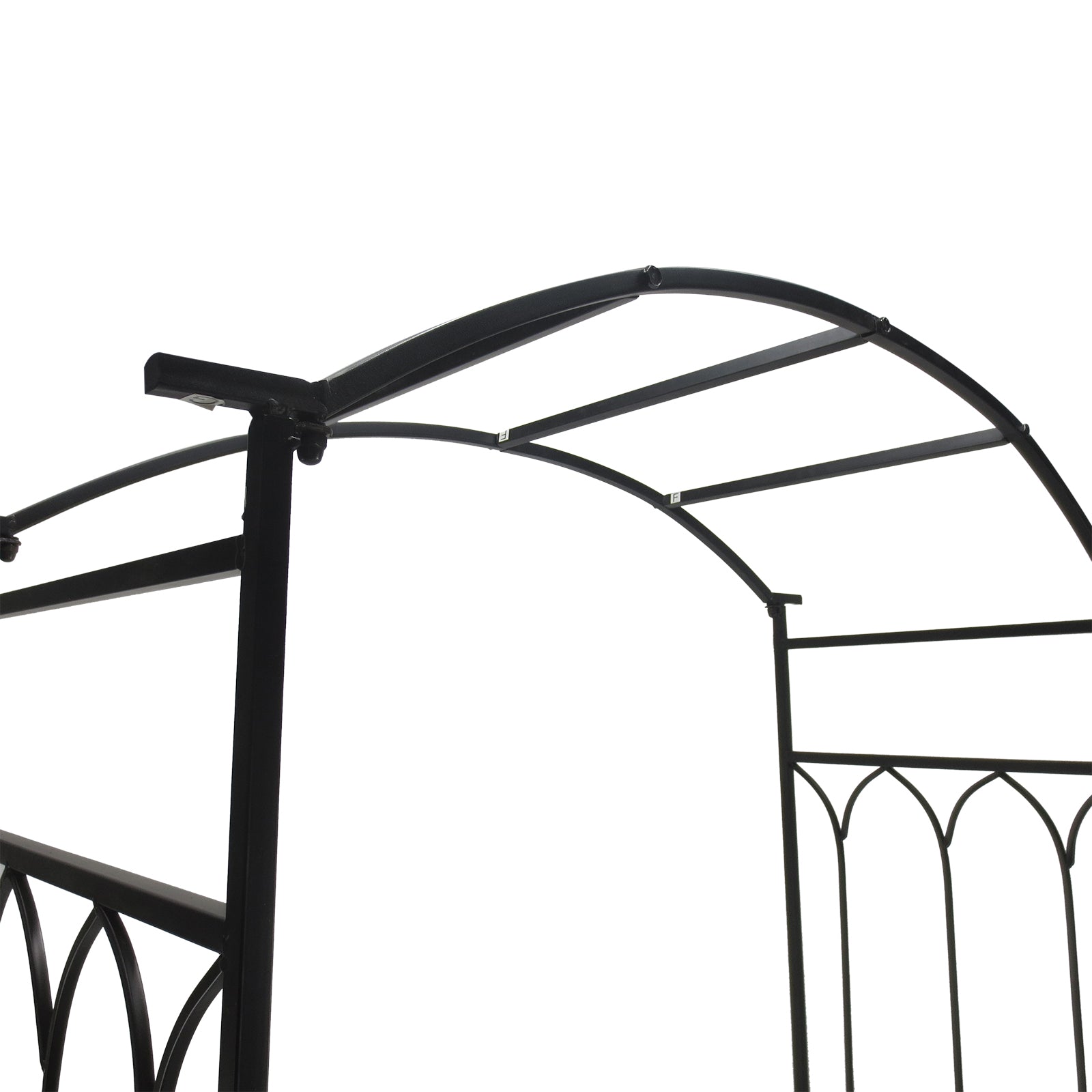 80" Tall Fairy Garden Arbor Arch with Bench Metal Outdoor Plant Climbing Support Trellis with 2 Seater Bench for Rose Vi