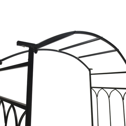 80" Tall Fairy Garden Arbor Arch with Bench Metal Outdoor Plant Climbing Support Trellis with 2 Seater Bench for Rose Vi