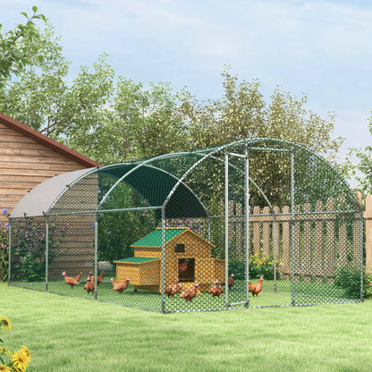 Galvanized Large Metal Chicken Coop Cage Walk-in Enclosure Poultry Hen Run House Playpen Rabbit Hutch with Cover for Out