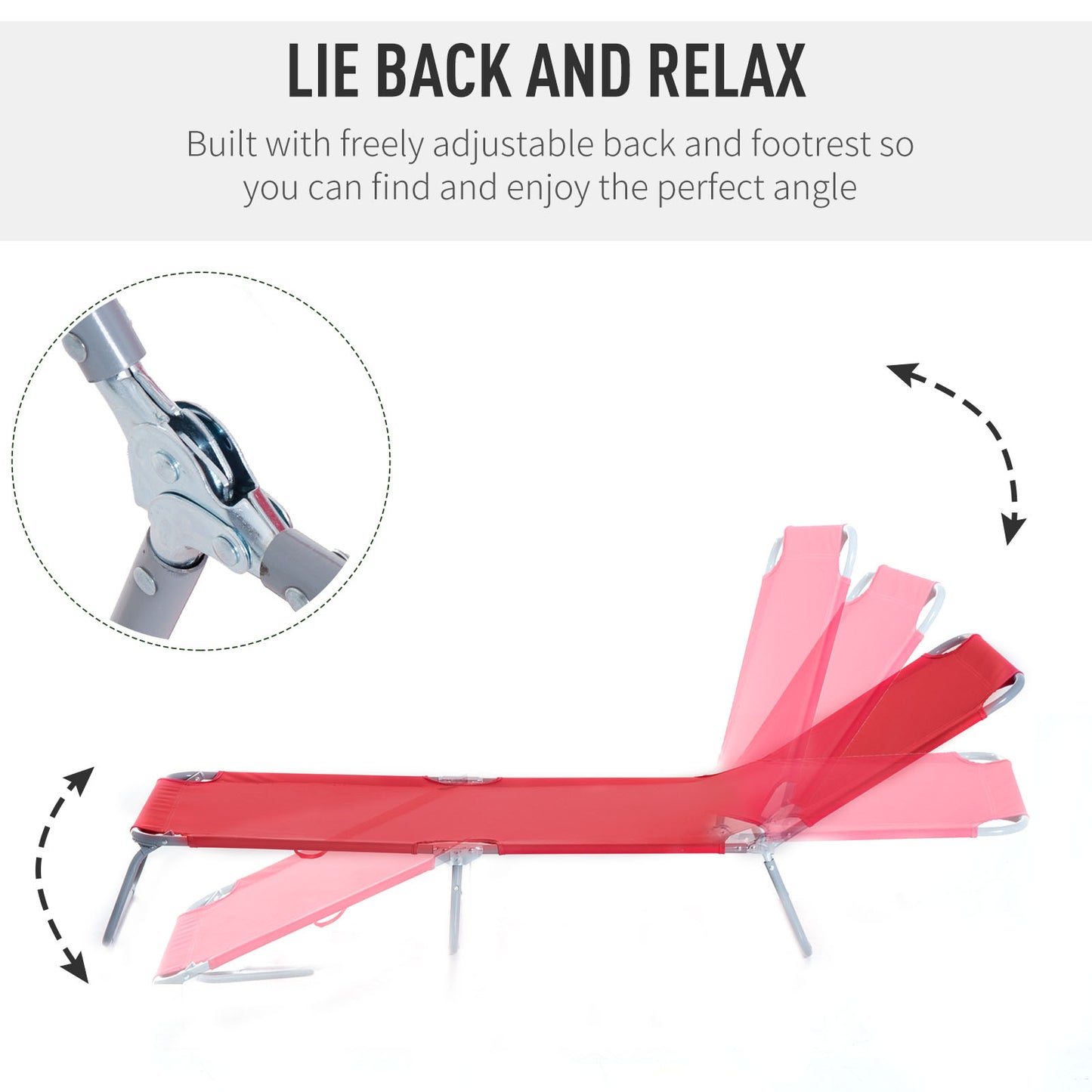 Folding Outdoor Lounge Chair, Portable Reclining Beach Lounger with Breathable Mesh Fabric, Sun Lounge Bed Camping Cot f
