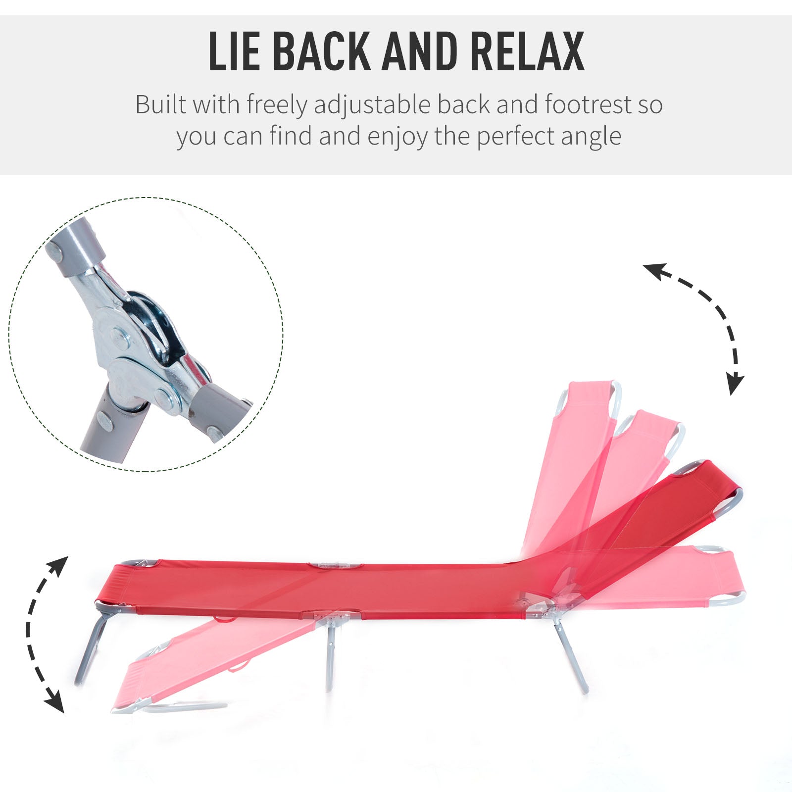 Folding Outdoor Lounge Chair, Portable Reclining Beach Lounger with Breathable Mesh Fabric, Sun Lounge Bed Camping Cot f