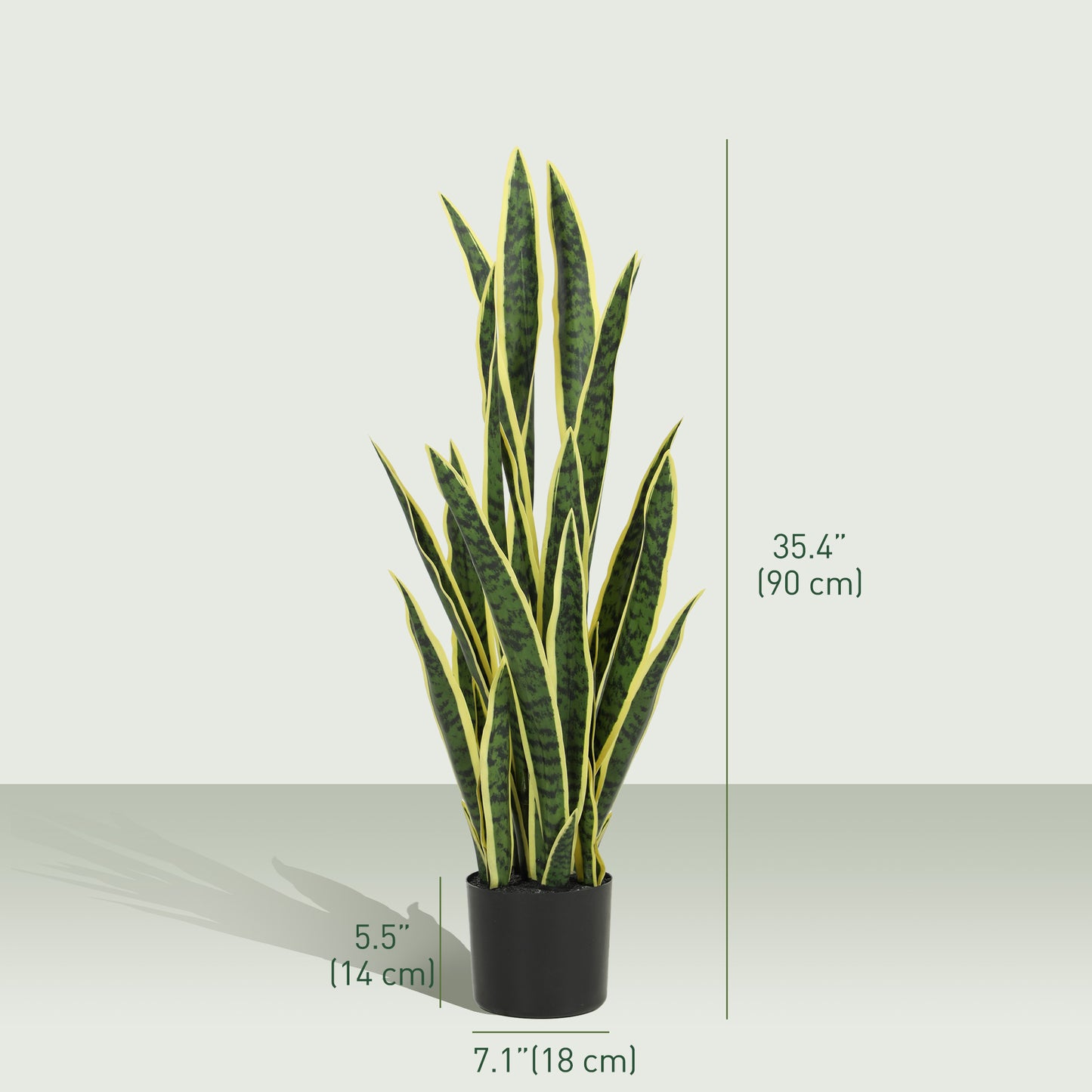 Artificial Tree, 35.4" Artificial Snake Plant with 21 Leaves in Pot for Home, Office, and Living Room, Green