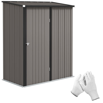 5' x 3' Outdoor Storage Shed, Steel Garden Shed with Single Lockable Door, Tool Storage Shed for Backyard, Light Grey