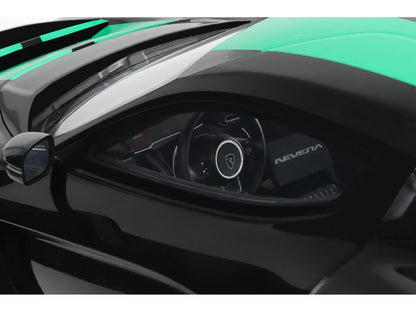 2023 Rimac Nevera Black with Green Stripes 1/18 Model Car by GT Spirit