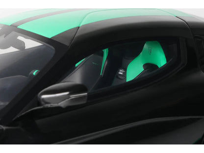 2023 Rimac Nevera Black with Green Stripes 1/18 Model Car by GT Spirit