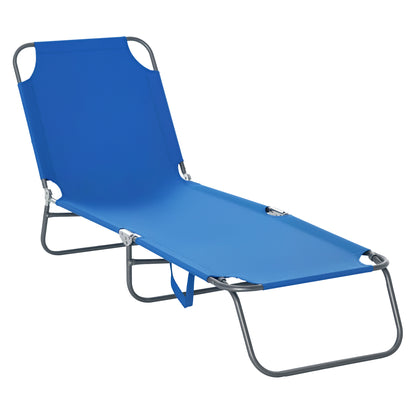 Folding Outdoor Lounge Chair, Portable Reclining Beach Lounger with Breathable Mesh Fabric, Sun Lounge Bed Camping Cot f