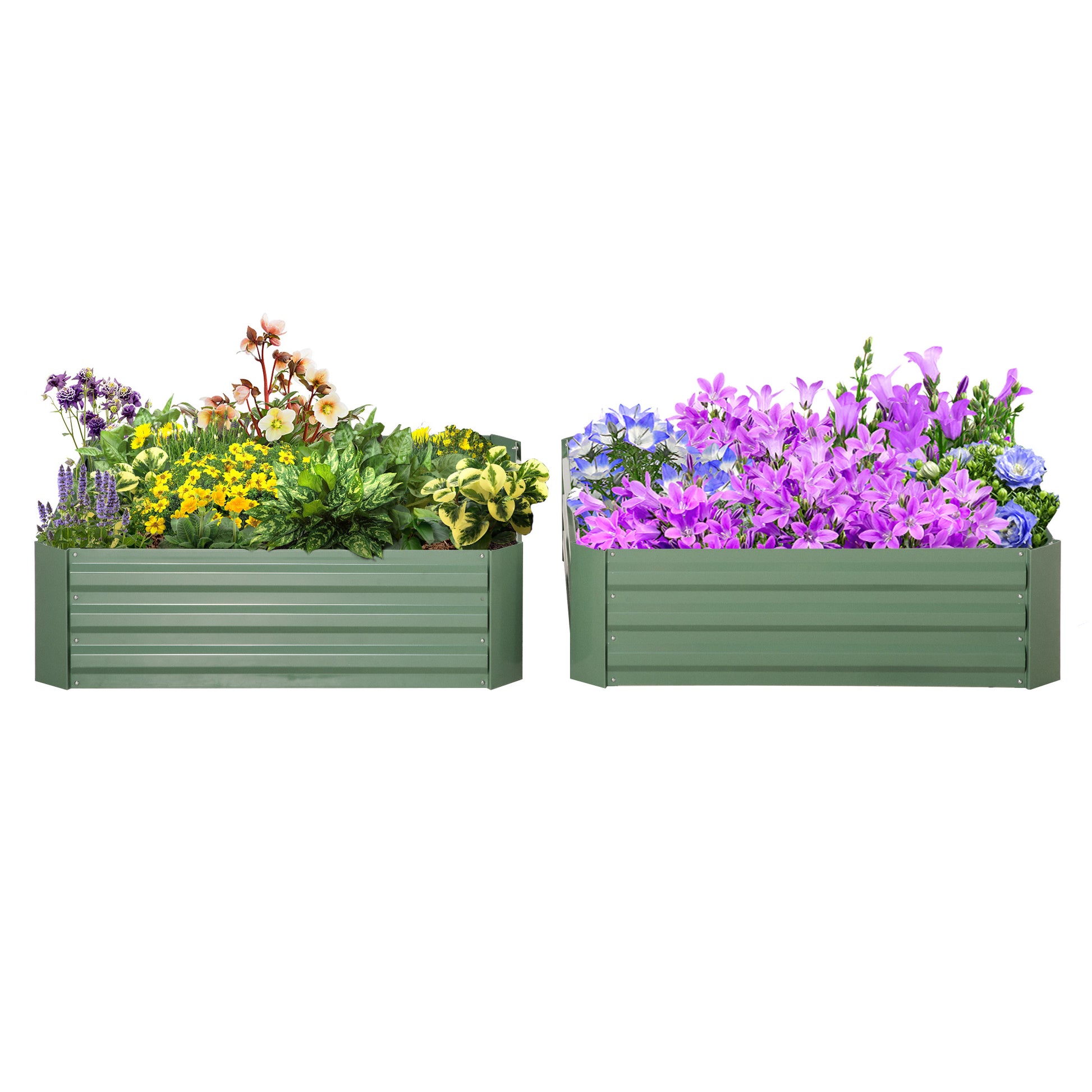 39" x 39" x 12" Set of 2 Raised Garden Bed, Elevated Planter Box with Galvanized Steel Frame for Growing Flowers, Herbs,