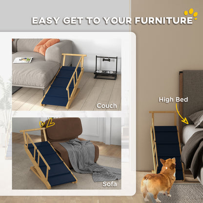 Adjustable Dog Stairs Foldable Dog Steps with Non-slip Mat for Small to Large Dogs for High Bed Sofa Couch