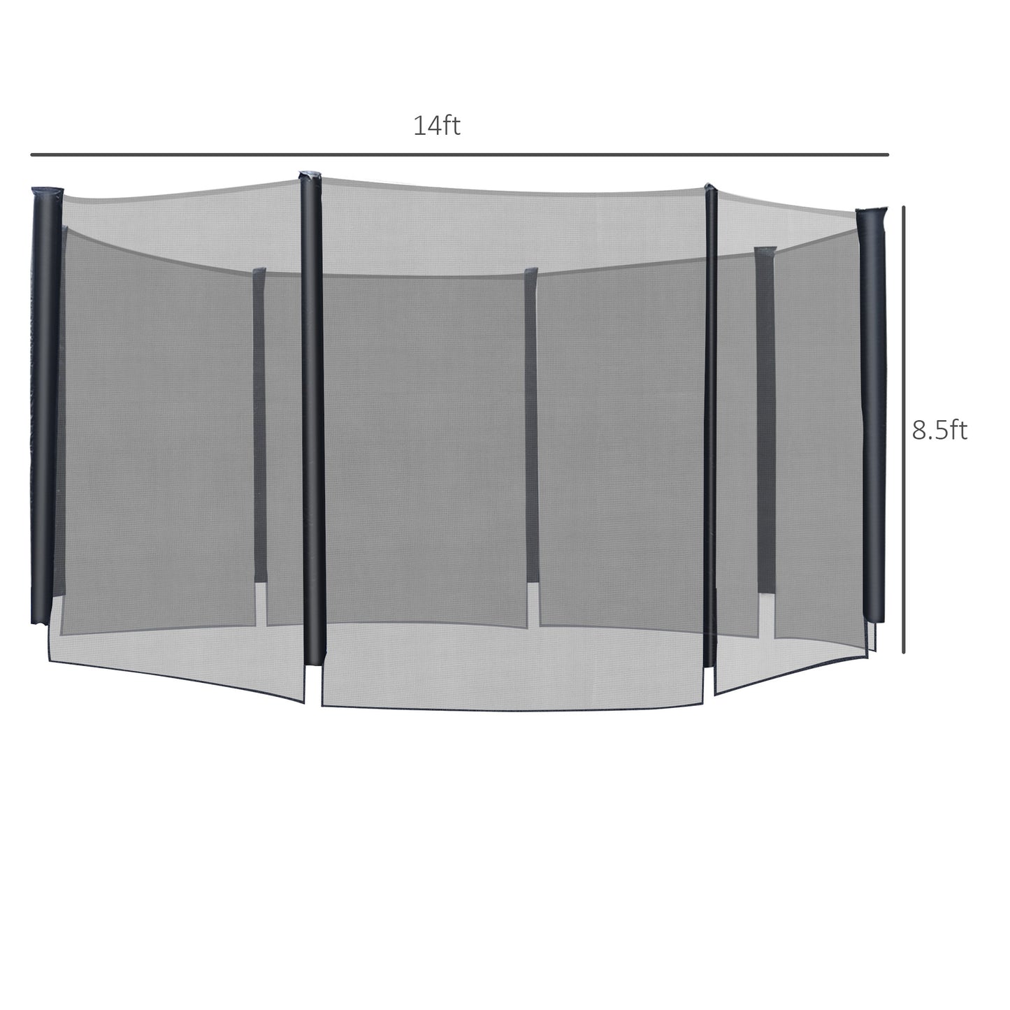 Soozier 14 FT Trampoline Net Enclosure Trampolining Bounce Safety Accessories w/ 8 Poles Net Enclosure Only, Black