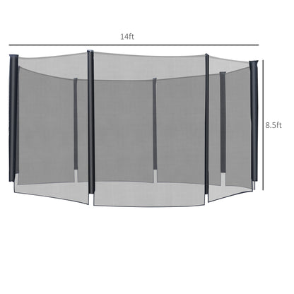 Soozier 14 FT Trampoline Net Enclosure Trampolining Bounce Safety Accessories w/ 8 Poles Net Enclosure Only, Black