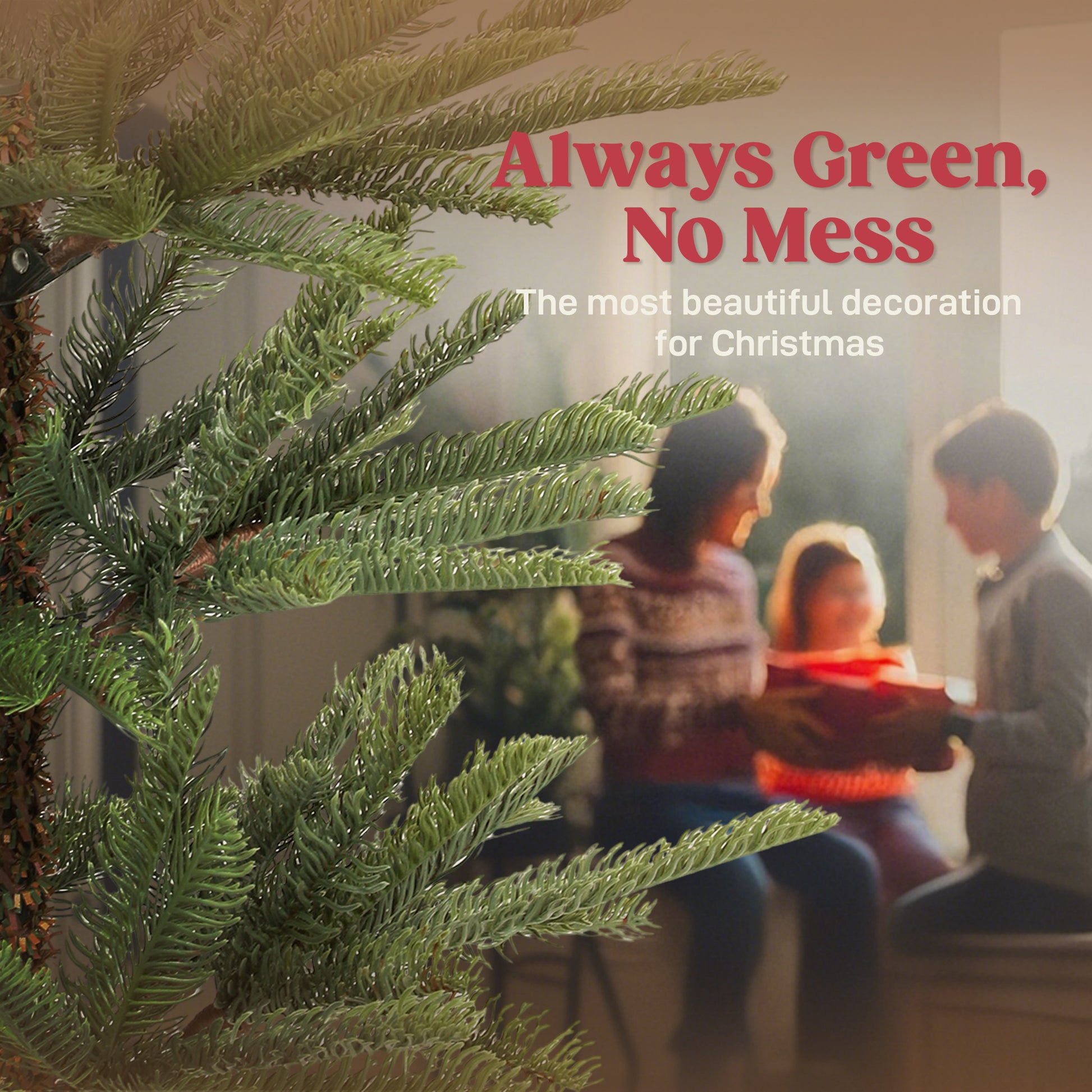 6 ft Artificial Fir Pencil Christmas Tree, Hinged Xmas Tree with 442 Branch Tips and Metal Stand, Easy Assembly, Green