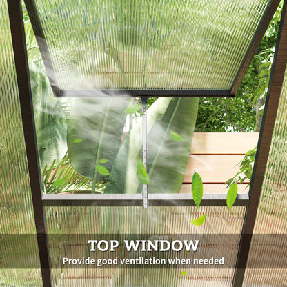 Polycarbonate Greenhouse, Aluminum Walk-In Green House Kit Garden, 6' x 10' x 6.4', Charcoal Grey
