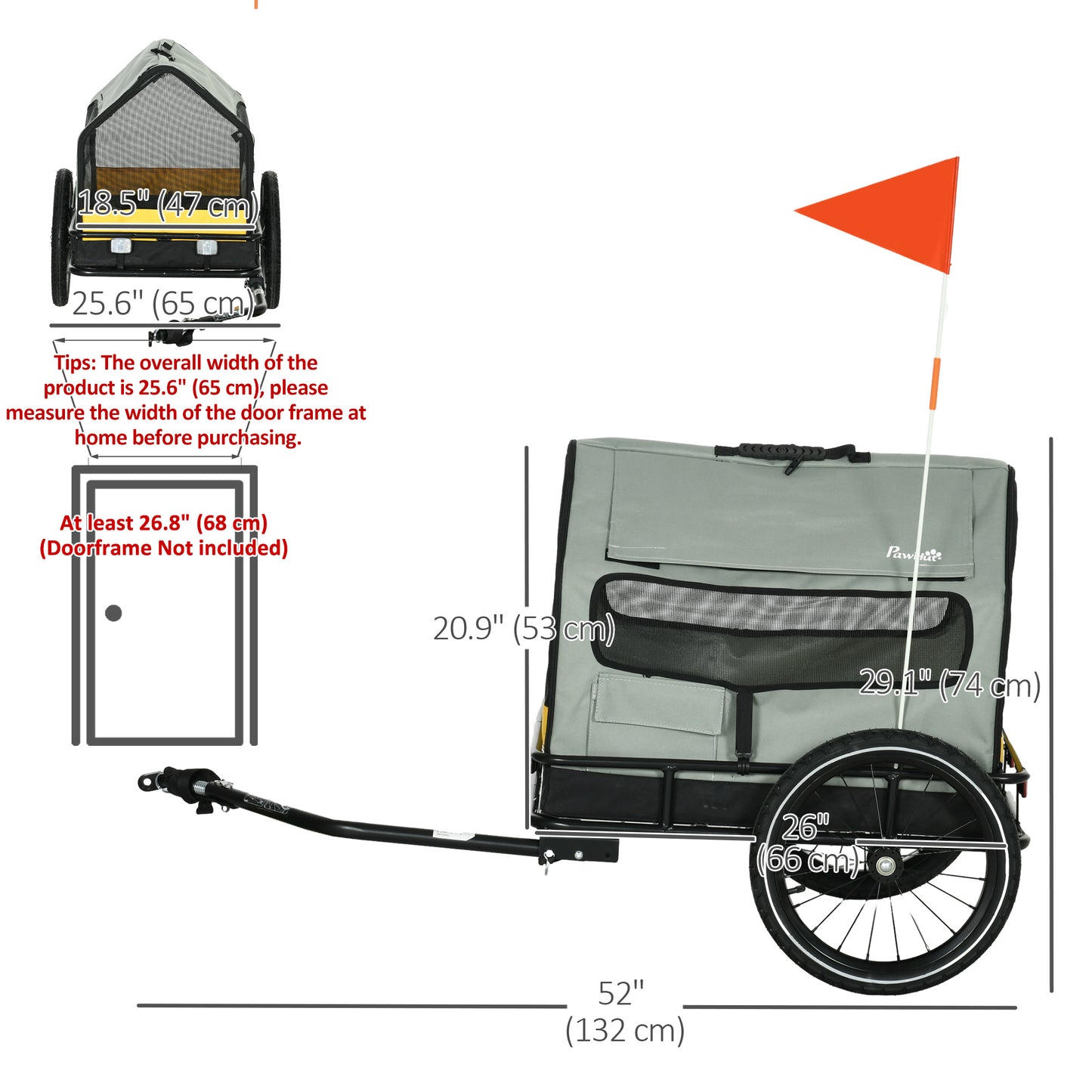 VarietyKart 3 in 1 Dog Bike Trailer, Pet Cargo, Pet Bed with Safety Leash, Hitch, Quick-Release Wheels, Cushion for Smal