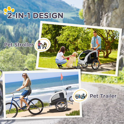 VarietyKart Elite II Dog Bike Trailer 2-In-1 Pet Stroller Cart Bicycle Wagon Cargo Carrier Attachment for Travel with Su