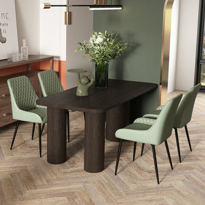 Upholstered Kitchen Chairs, Modern Dining Chairs Set of 2 with Diamond Tufting and Steel Legs for Dining Room, Green