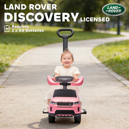 Qaba Land Rover Discovery Licensed 2-in-1 Ride On Push Car with Removable Parent Handle, Under-Seat Storage, Pink