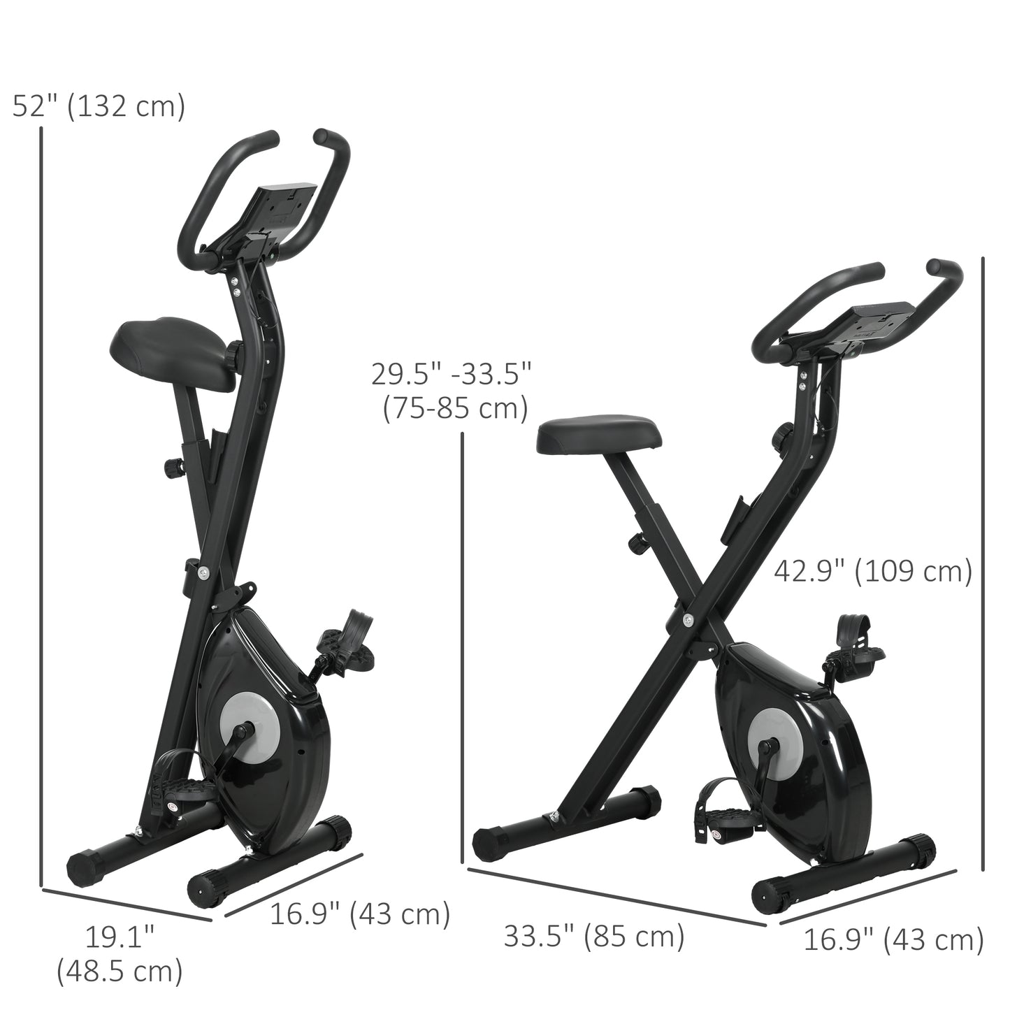 Soozier Foldable Exercise Bike Indoor Stationary Bike w/ 8-Level Magnetic Resistance LCD Screen Phone Holder for Home Gy