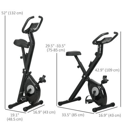 Soozier Foldable Exercise Bike Indoor Stationary Bike w/ 8-Level Magnetic Resistance LCD Screen Phone Holder for Home Gy