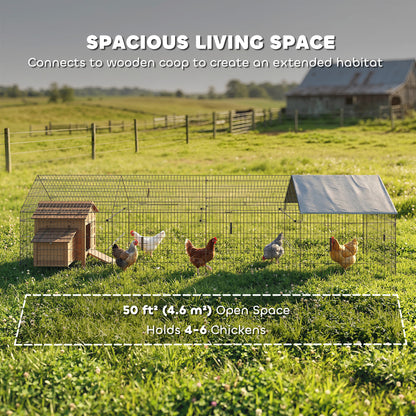 Metal Chicken Coop with UV-Resistant Cover for Hens, Rabbits, Ducks, Geese, 168.5" x 42.1" x 43.7", Grey