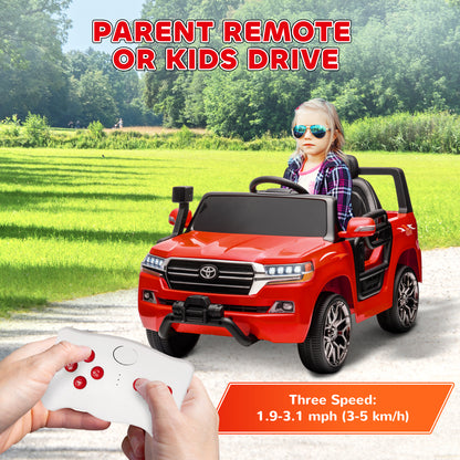 Qaba 12V Toyota LAND CRUISER Licensed Kids Car w/ Remote Control, Four Wheel Spring Suspension, Soft Start, LED Light, R
