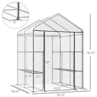 56" x 56" x 77" Walk-in Greenhouse, Portable Garden Flower Seed Warm House with 8 Shelves, Outdoor Plant Growth Hot Hous