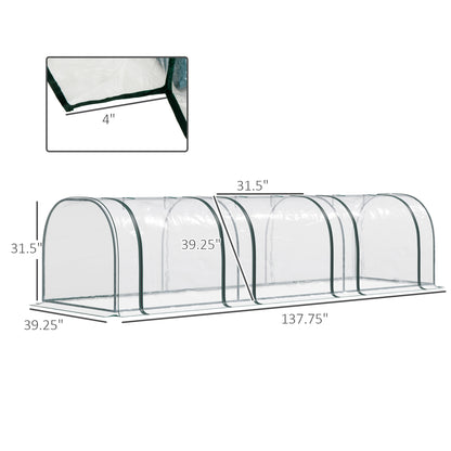 138"x39"x32" Transparent PVC Mini Tunnel Greenhouse Garden Green Grow Shed Portable Plant Flower Warm House Steel Frame 