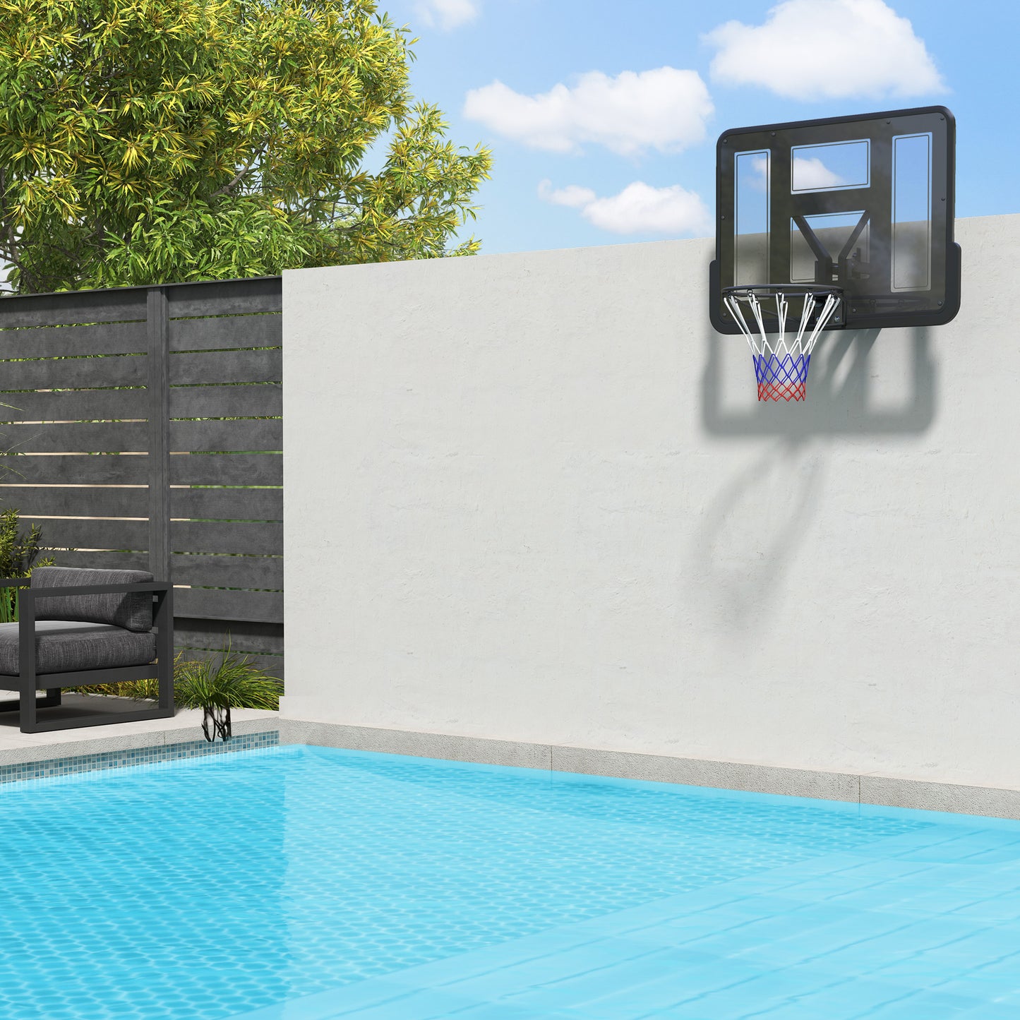 Soozier Wall Mounted Basketball Hoop, Basketball Goal Combo Kit with 43" Reinforced Shatter Resistant Backboard and All 