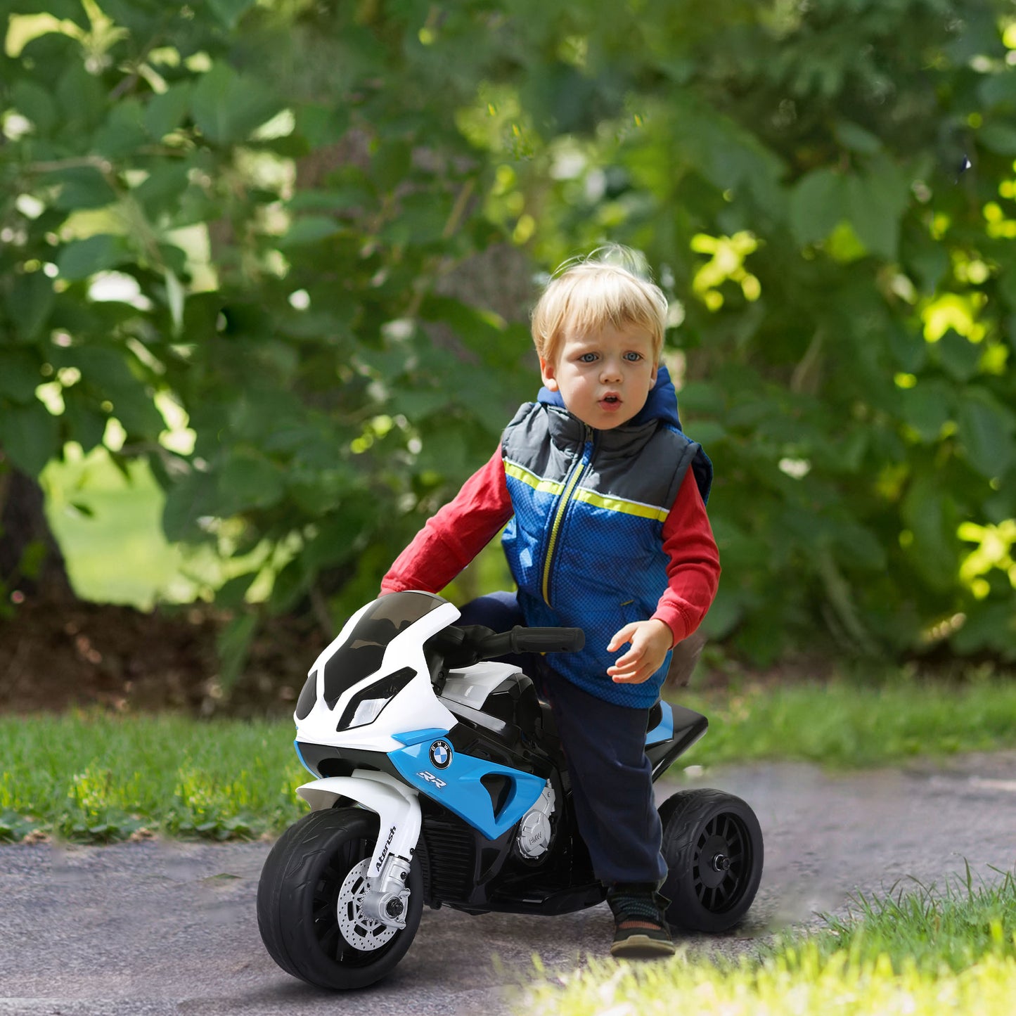 VarietyKart BMW Licensed 6V Kids Motorcycle with Headlight, Music, Gift for Boys & Girls -Blue