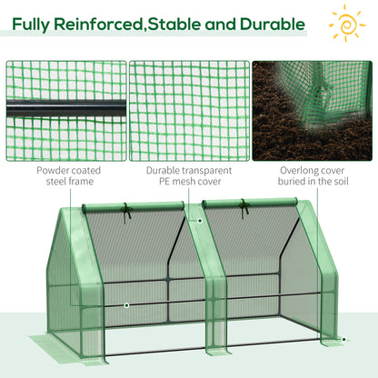 6' x 3' x 3' Portable Tunnel Greenhouse Outdoor Garden Mini with Large Zipper Doors & Water/UV PE Cover Green